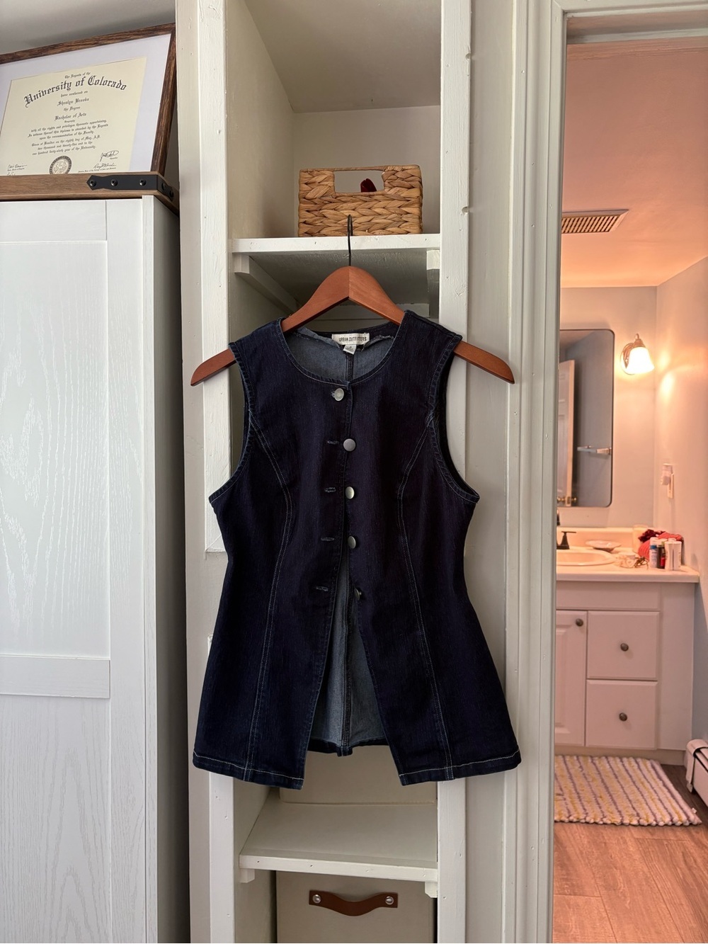Urban Outfitters Dark Blue Denim Button Vest